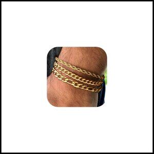 Stainless Steel Chain Bracelet Set Classic Minimal Men's Jewelry Gift